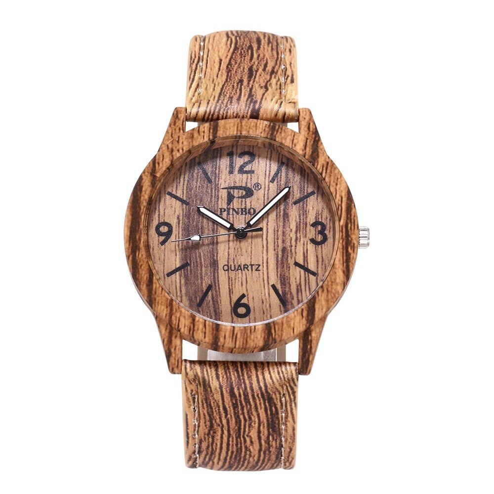 Simple Wood Grain Digital Scale Quartz Watch - Great Wood