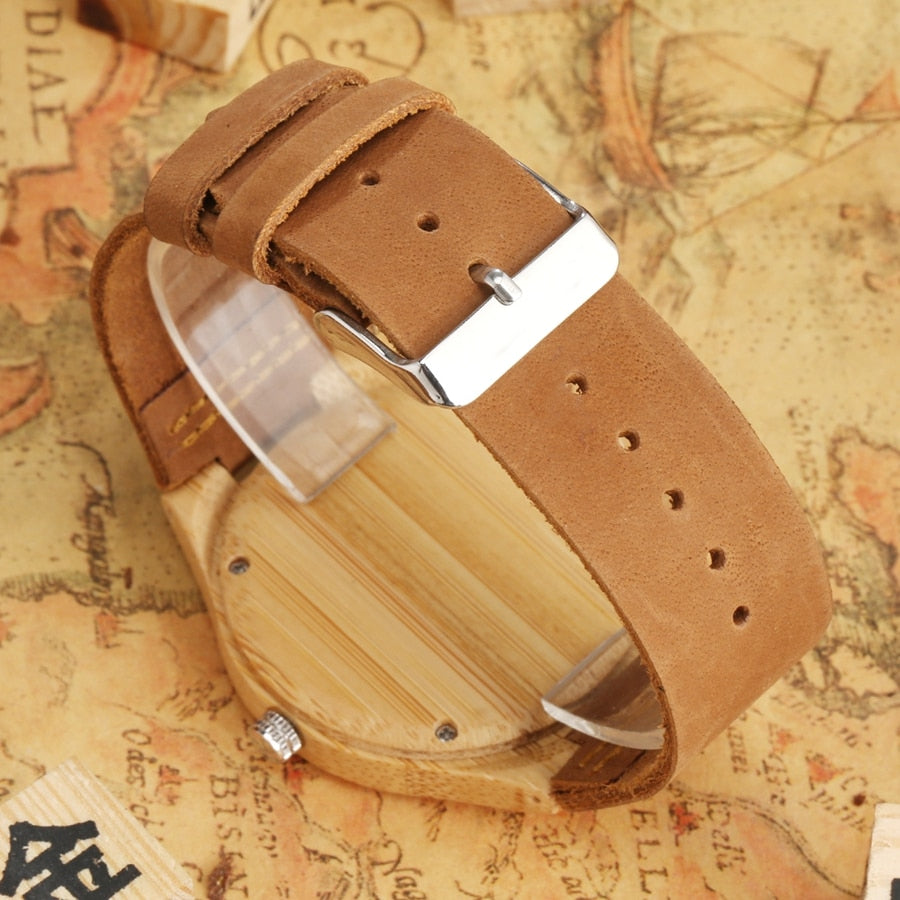 Unique Red Seconds Hand Face Dial Wood Quartz Watch - Great Wood