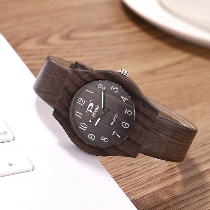 Simple Wood Grain Digital Scale Quartz Watch - Great Wood