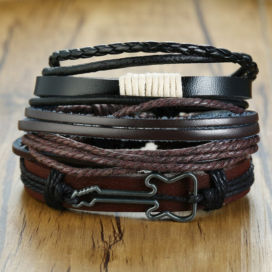 Wood Beads Braided Wrap Leather Bracelets - Great Wood