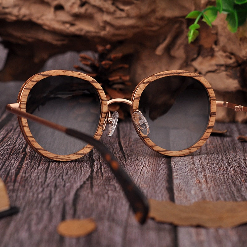 Polarized Temple Retro Sunglasses - Great Wood