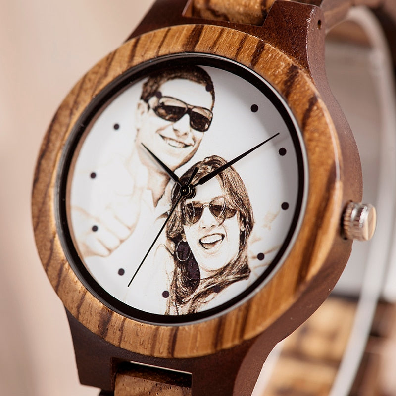 Custom LOGO Printing Your Own Photo Men Watch - Great Wood