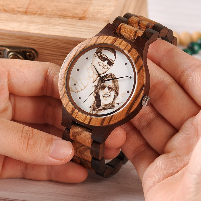 Custom LOGO Printing Your Own Photo Men Watch - Great Wood