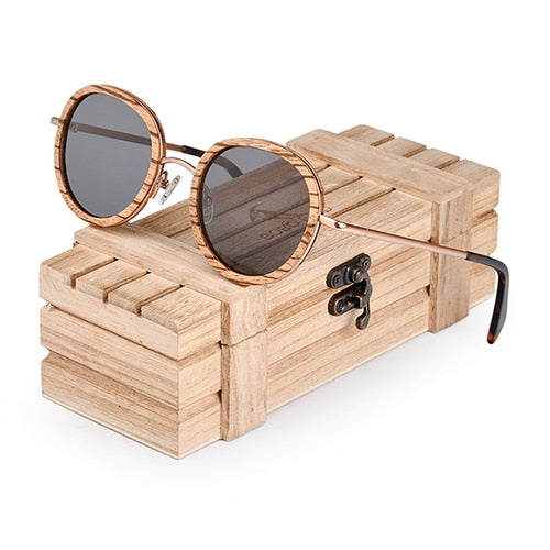 Polarized Temple Retro Sunglasses - Great Wood