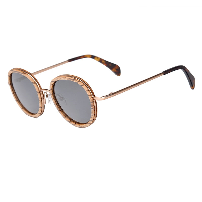 Polarized Temple Retro Sunglasses - Great Wood