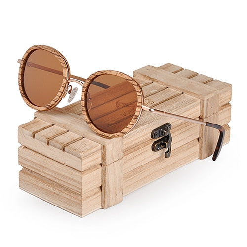 Polarized Temple Retro Sunglasses - Great Wood