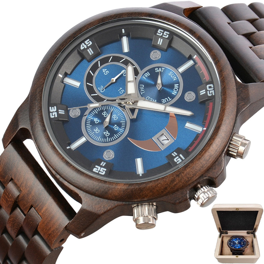 Wooden Luminous Chronograph Wristwatches - Great Wood