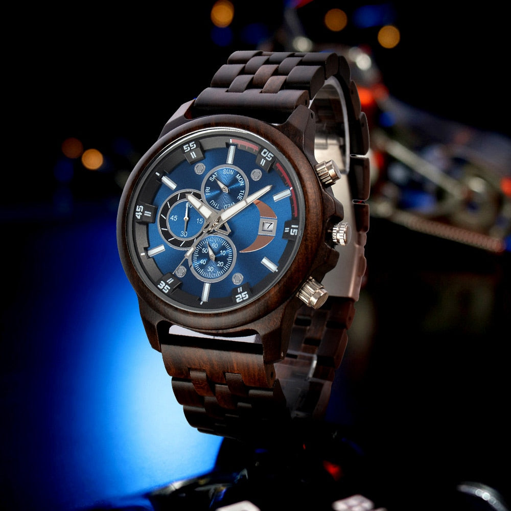 Wooden Luminous Chronograph Wristwatches - Great Wood