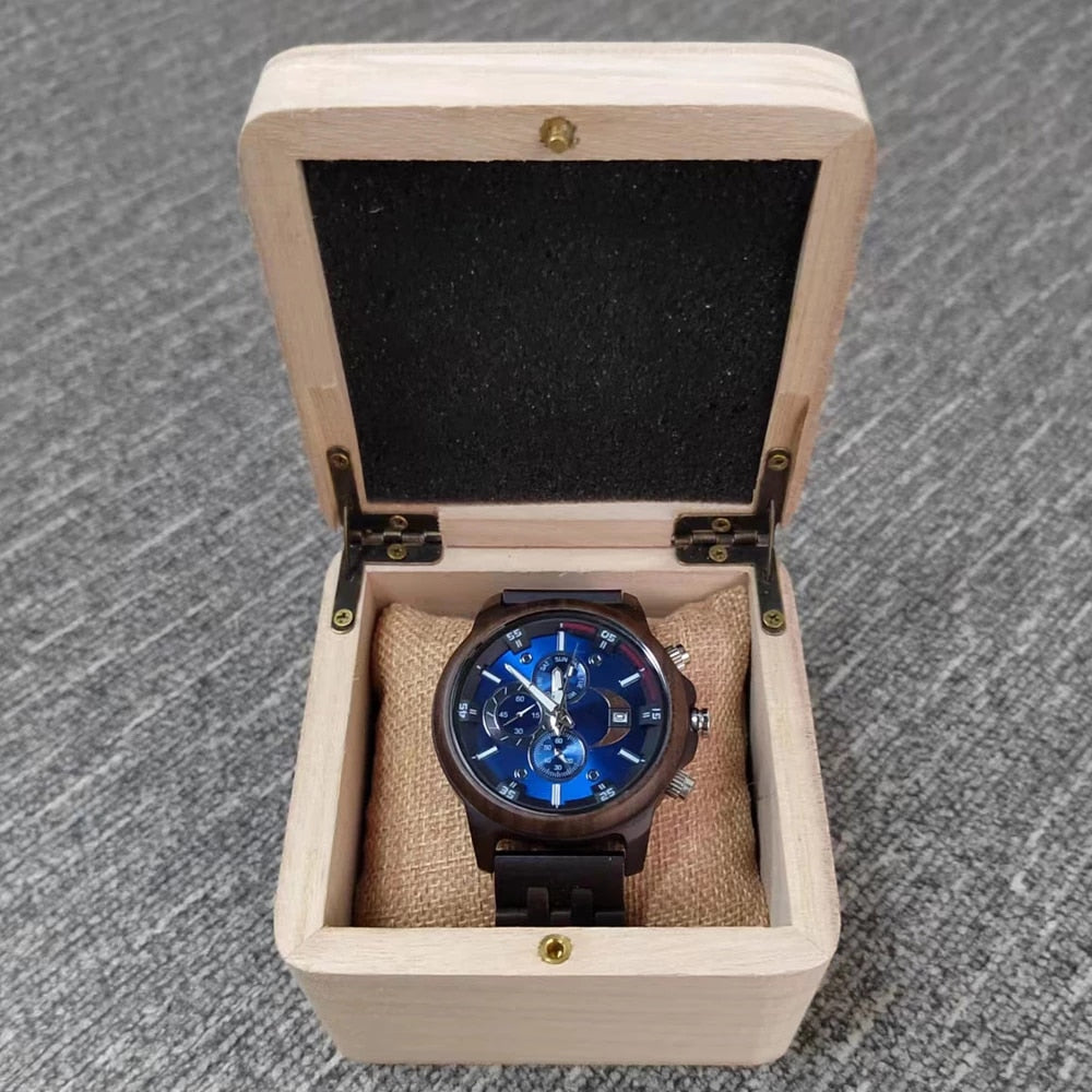 Wooden Luminous Chronograph Wristwatches - Great Wood