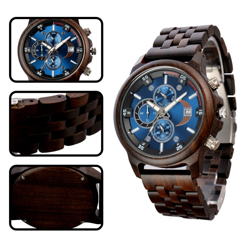 Wooden Luminous Chronograph Wristwatches - Great Wood