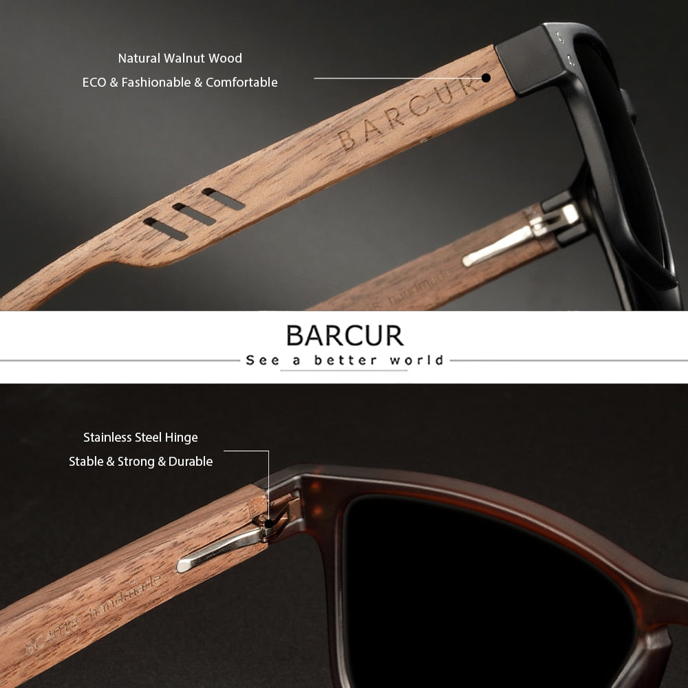 Men Polarized Natural Walnut Wood Sunglasses - Great Wood