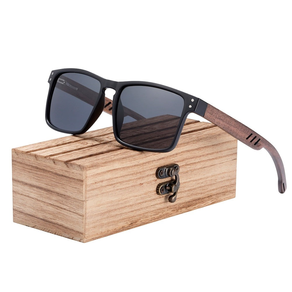 Men Polarized Natural Walnut Wood Sunglasses - Great Wood