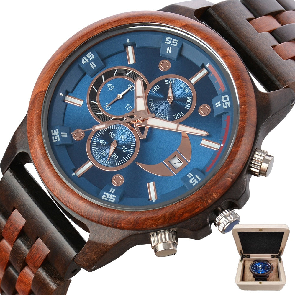 Wooden Luminous Chronograph Wristwatches - Great Wood