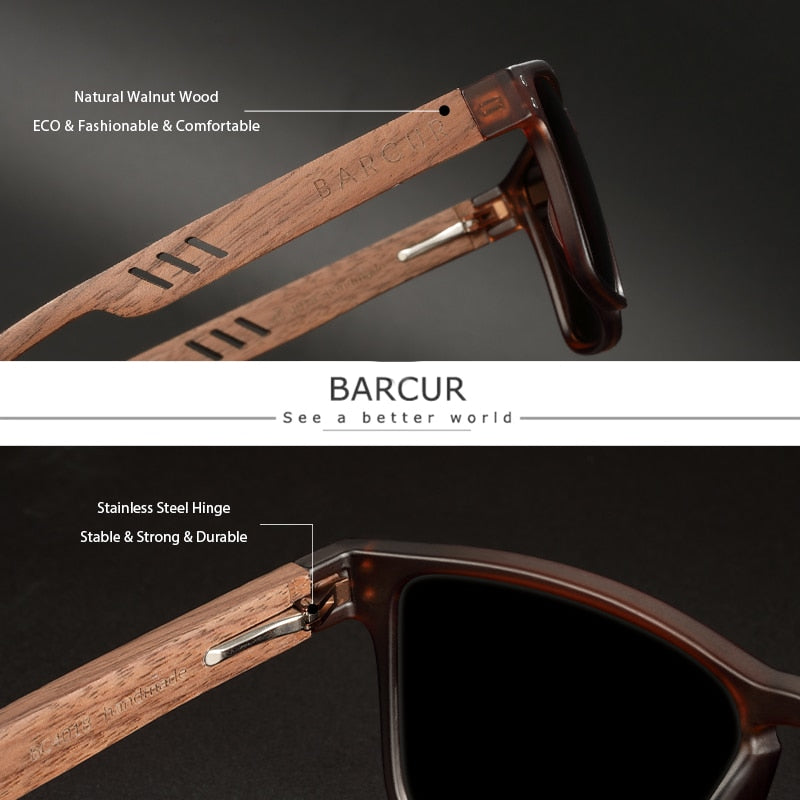 Men Brand Designer Natural Walnut Wood Sunglass - Great Wood